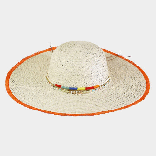 Colorful Frayed Straw Hat