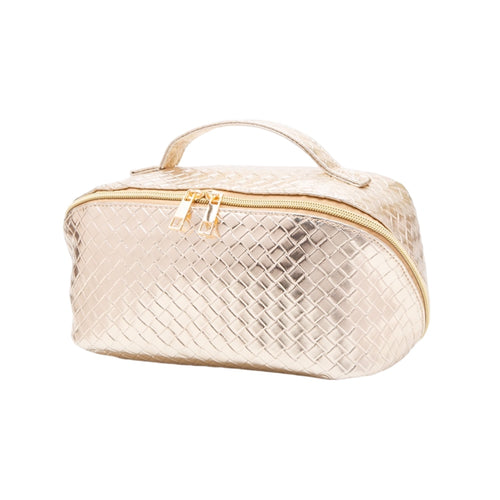 Gold Woven Cosmetic Bag