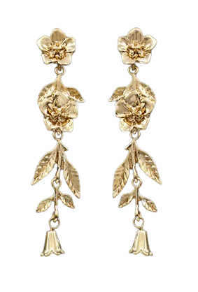 Gold Flower & Leaf Dangle Earring