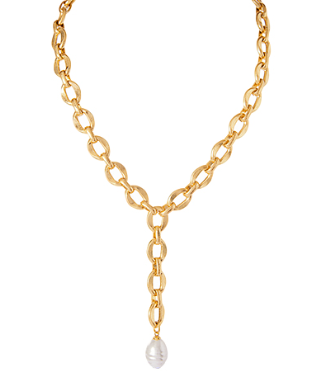 Gold Pearl Accent Y Necklace