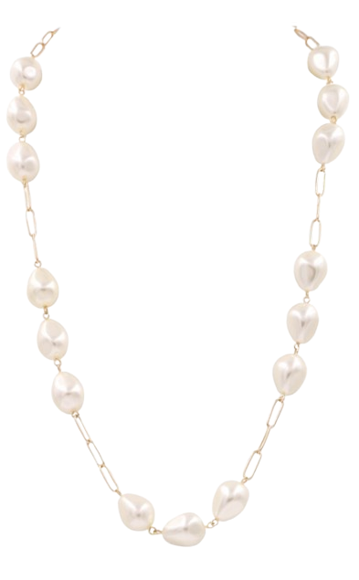 Long Pearl Station Necklace
