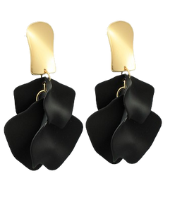 Black Petal Cluster Post Earrings