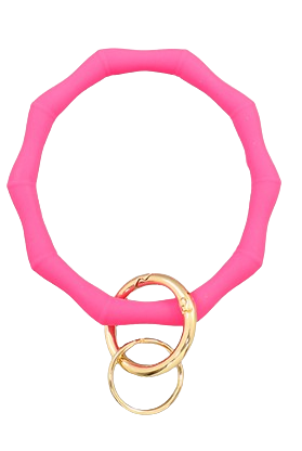 Pink Silicone Bamboo Key Ring
