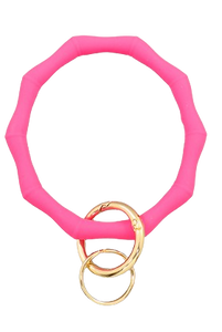 Pink Silicone Bamboo Key Ring