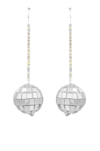 Silver Disco Ball & Rhinestone Earring