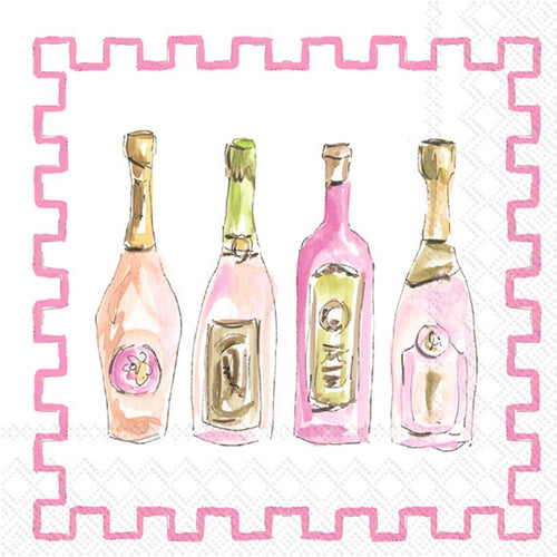 Champagne Pink Bottles Cocktail Napkins