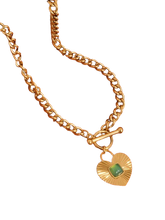 18k Green Kat Heart Necklace