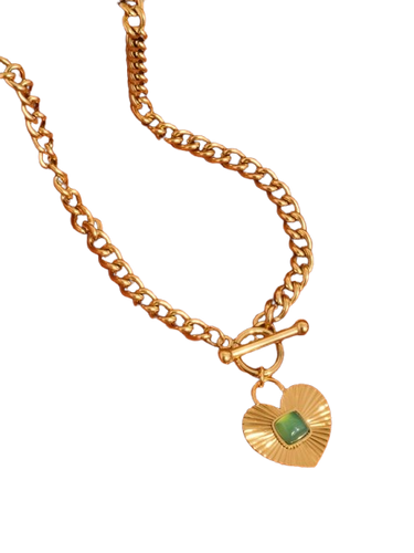 18k Green Kat Heart Necklace