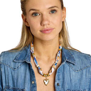 Teal Scarf Necklace