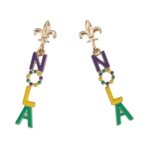 Nola Mardi Gras Drop Earrings