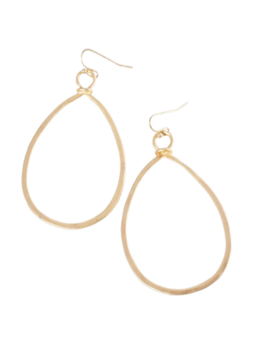 Gold Hammered Tear Drop Earrings