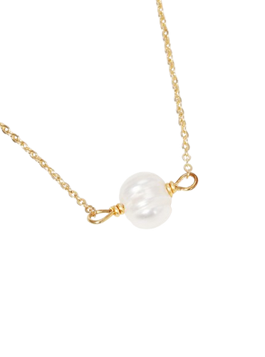 Gold Single Pearl Necklace