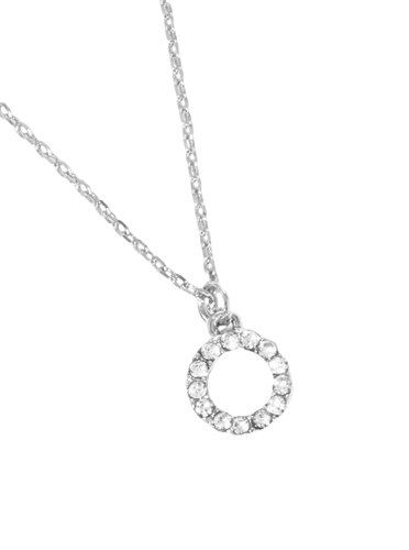 Silver Pave Circle Necklace