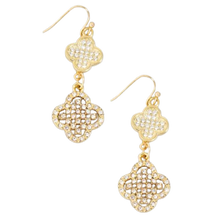 Silver Pave Two Clover Earring