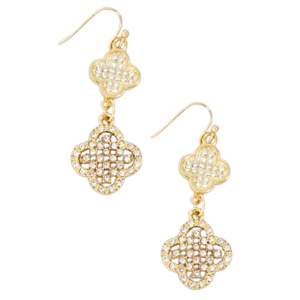 Silver Pave Two Clover Earring