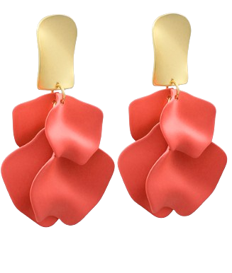 Coral Petal Cluster Post Earrings