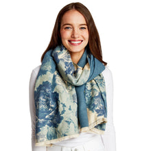 Double-Sided Blue Floral Scarf