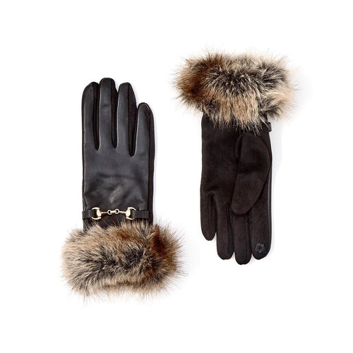 Black Faux Fur Cuff Gloves