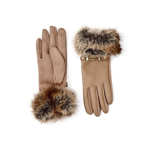 Brown Faux Fur Cuff Gloves