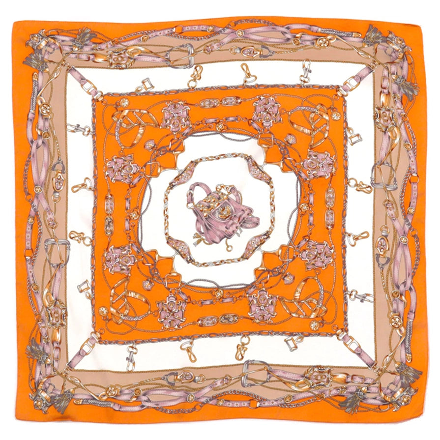 Orange Equestrian Square Scarf