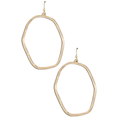 Gold Hammered Oval Earrings
