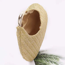 Gold Structured Straw Hobo Bag