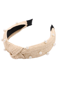 Cream Pearl Raffia Headband