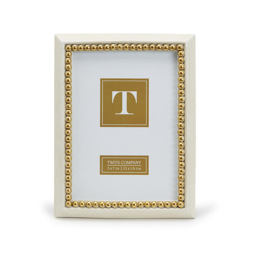 5x7 White Beaded Frame