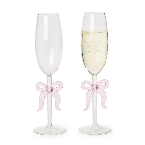 Pink Bow Champagne Glass