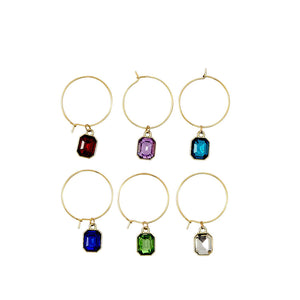 Set of 6 Gem Wine Charms