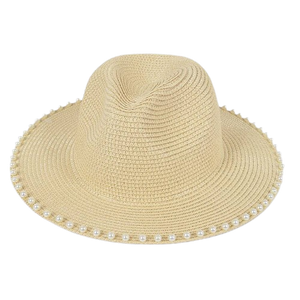 Ivory String of Pearls Straw Hat