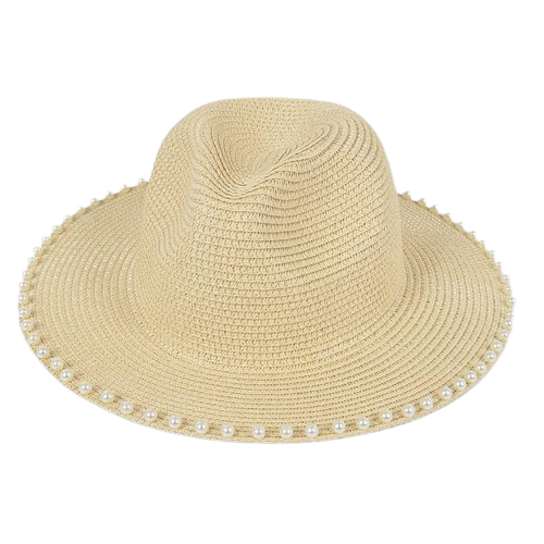 Ivory String of Pearls Straw Hat