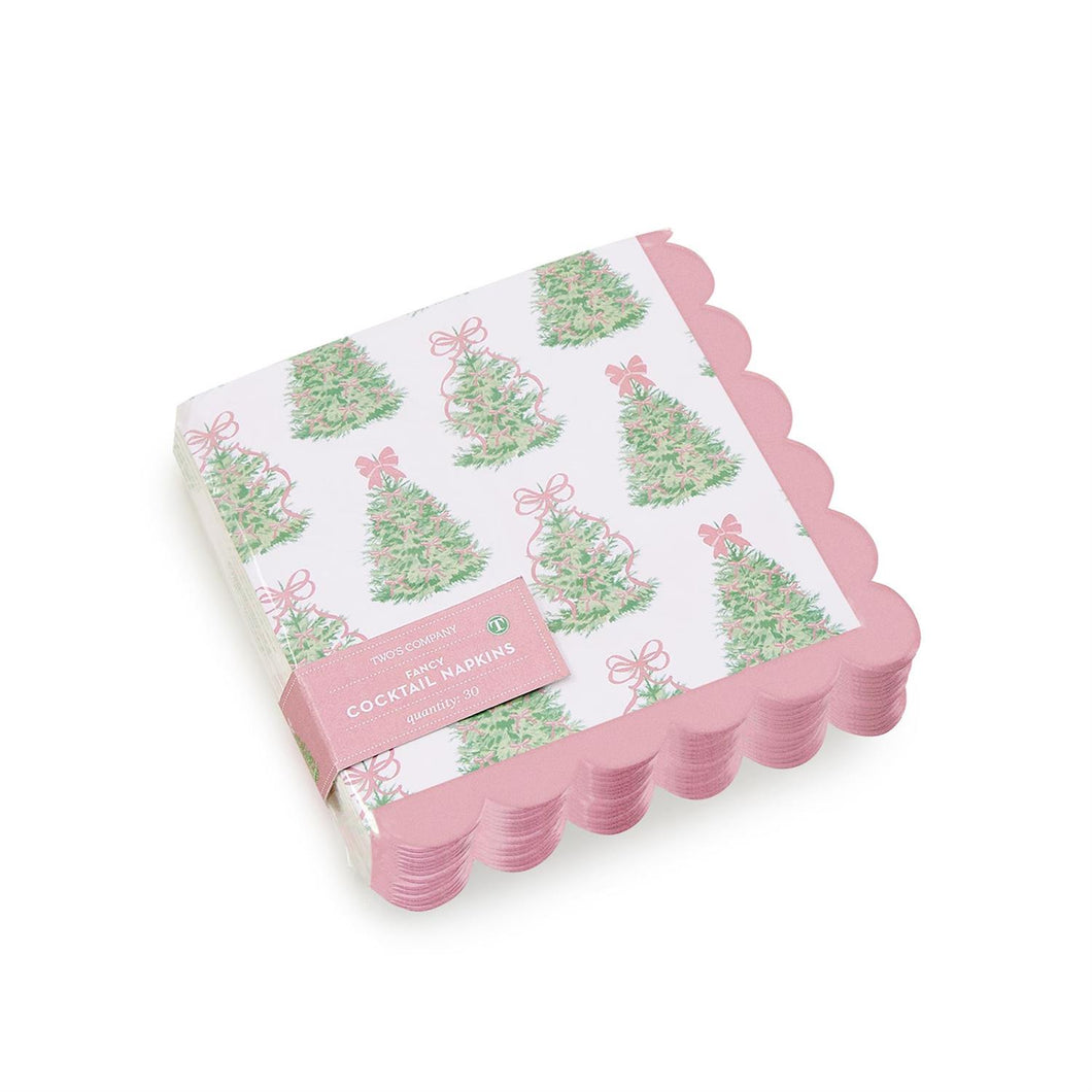 Pink Bow Tree Cocktail Napkins