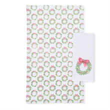 Pink Bow Christmas Wreath Towel Set