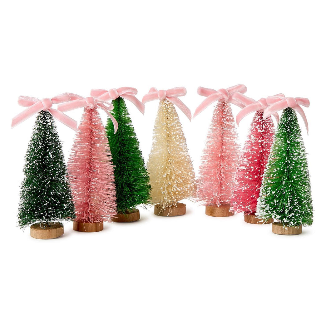Set of 7 Bow Bottlebrush Trees