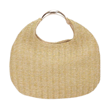 Gold Structured Straw Hobo Bag