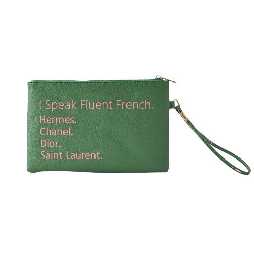 Green Fluent French Wristlet