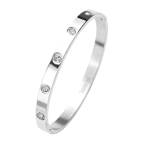 Silver Stone Engraved Bracelet