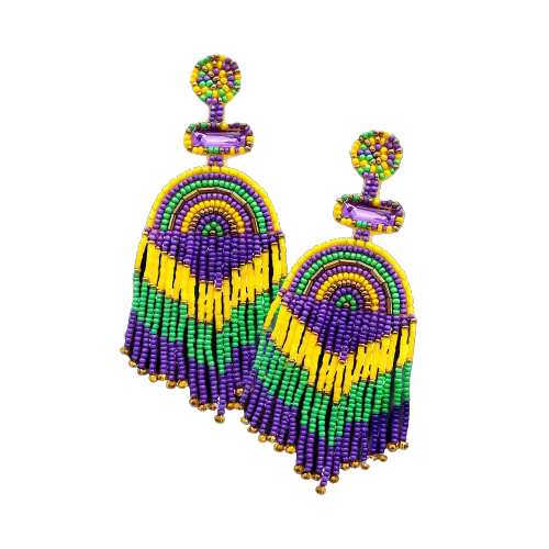 Mardi Gras Fringe Earrings