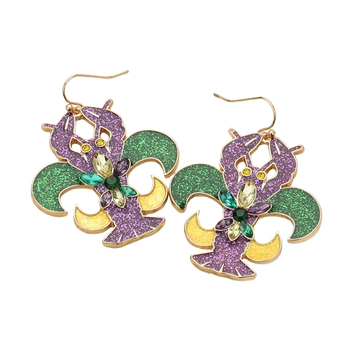 Glittered Fleur de Crawfish Earrings