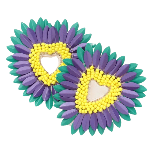 Mardi Gras Feathered Earring