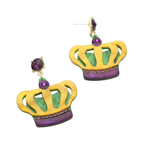 Mardi Gras King Crown Earrings