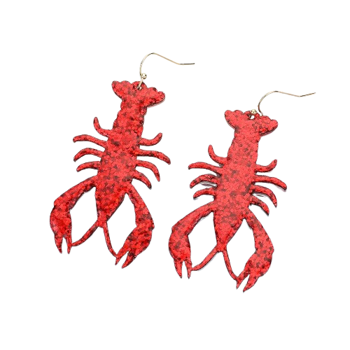 Glittered Crawfish Earrings