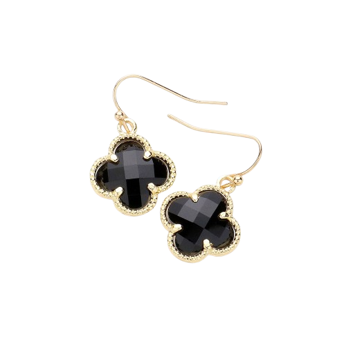 Black Quatrefoil Earrings