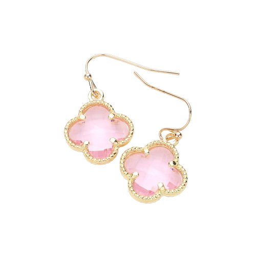 Pink Quatrefoil Earrings