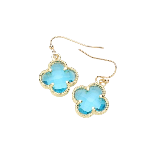 Blue Quatrefoil Earrings