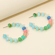 Blue Beaded Hoops
