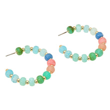 Blue Beaded Hoops