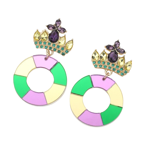 King Cake Dangle Earrings