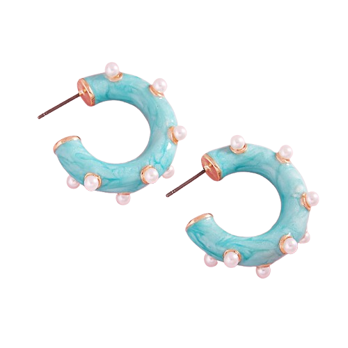Turquoise Pearl Hoop